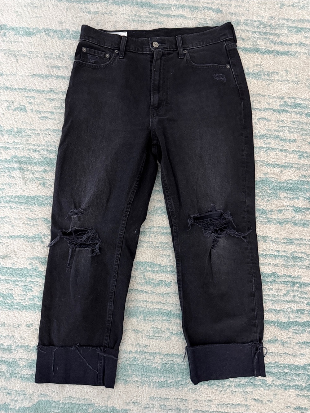 GAP Black Distressed cheeky straight high rise Jeans